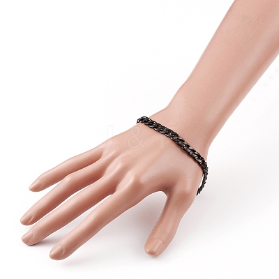 Men's 304 Stainless Steel Cuban Link Chain Bracelets X-BJEW-JB05917-02-1