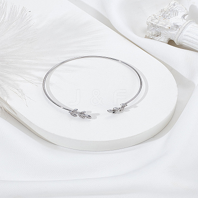 Leaf Alloy Cuff Bangles for Women BJEW-LP0004-29-1