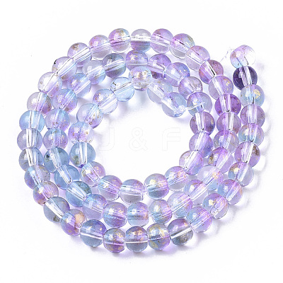 Transparent Spray Painted Glass Bead Strands GLAA-N035-03B-B05-1