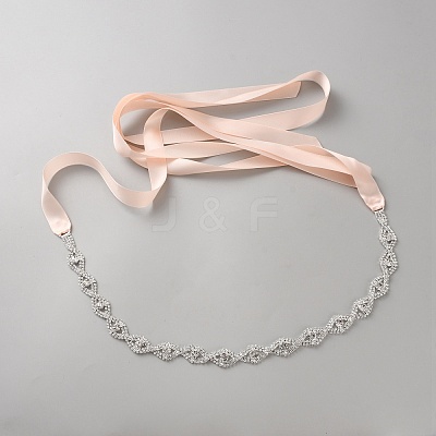 Metal Full Crystal Rhinestone Horse Eye Bridal Waist Belts for Wedding Dress AJEW-WH20080-65D-S-1