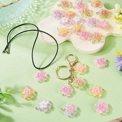 30Pcs 6 Colors Transparent Resin Pendants RESI-TA0004-74-1