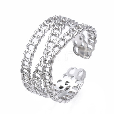 Non-Tarnish 304 Stainless Steel Criss Cross Open Cuff Ring LS-RJEW-T023-43P-1