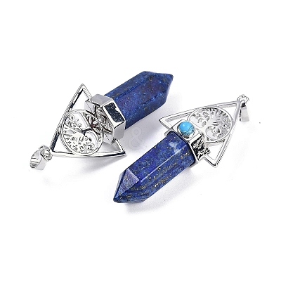 Dyed Natural Lapis Lazuli Faceted Pointed Bullet Big Pendants G-H076-02P-011-1