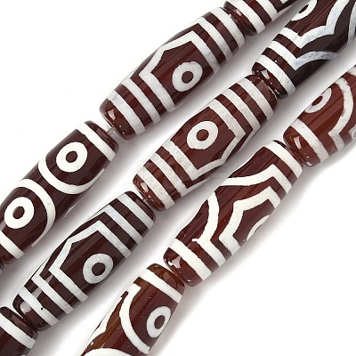 Rice Shape Tibetan Style dZi Beads Strands G-A269-A23-01-1