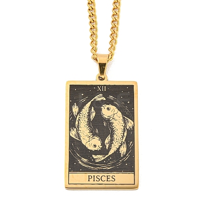 304 Stainless Steel Tarot Pendant Necklaces NJEW-A026-01G-12-1