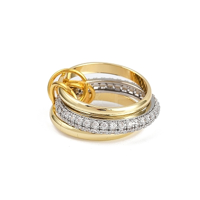 Brass Micro Pave Cubic Zirconia Finger Rings RJEW-D325-01PG-06-1