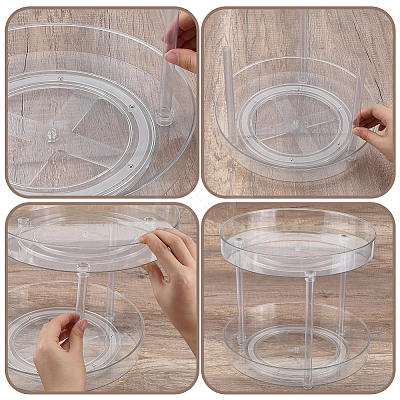 2-Tier Multifunctional Rotating Desktop Plastic Storage Rack ODIS-WH0709-255B-1