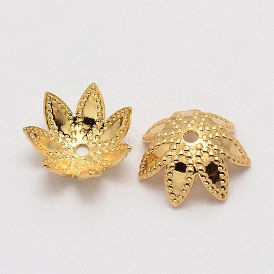 Multi-Petal Flower Brass Fancy Bead Caps KK-P032-03-NR-1