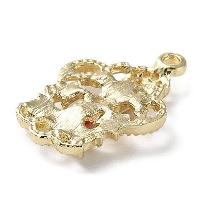 Rack Plating Light Gold Alloy Rhinestone Pendants PALLOY-Z016-05G-1