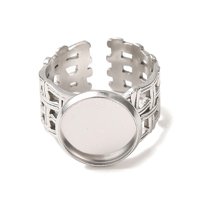 Woven Bezel 304 Stainless Steel Cuff Ring Components SA-CBAD8FA-01P-03-1