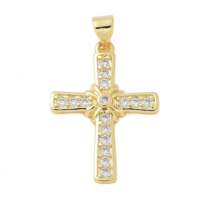 Brass Micro Pave Cubic Zirconia Pendants KK-P293-21A-G-1