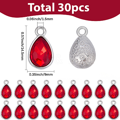 30Pcs Alloy Glass Pendants FIND-SC0022-43-1