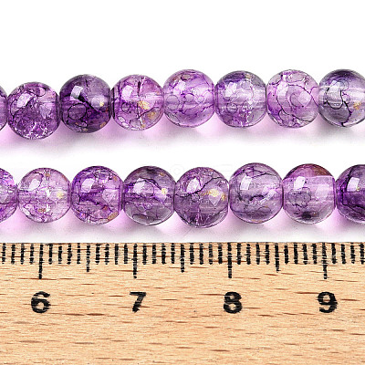 Baking Paint Crackle Glass Bead Strands DGLA-R053-04P-A-1