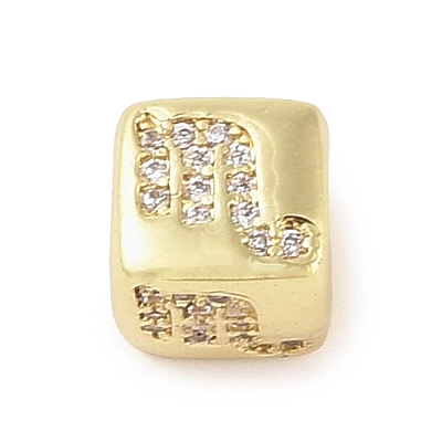 Brass Micro Pave Clear Cubic Zirconia European Beads KK-K368-01G-08-1