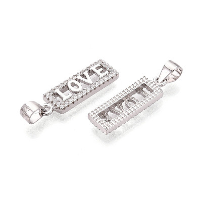 925 Sterling Silver Micro Pave Clear Cubic Zirconia Heart Hamsa Hand Pendants STER-N016-101P-1