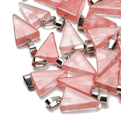 Cherry Quartz Glass Pendants G-B127-04P-11-1
