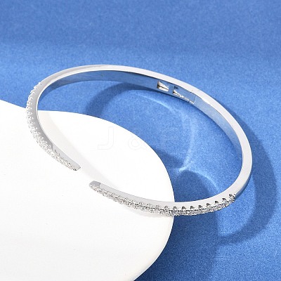Brass Micro Pave Clear Cubic Zirconia Hinged Bangles BJEW-F528-01P-1