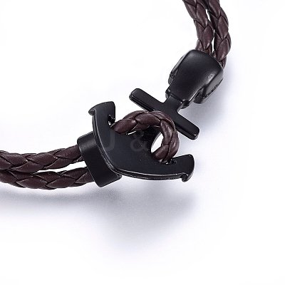 Braided Leather Cord Multi-strand Bracelets BJEW-F347-05A-1