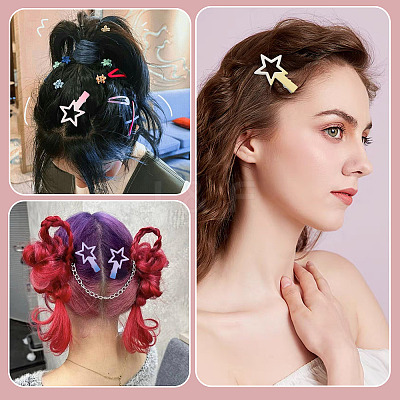 10Pcs 5 Colors Gradient Color Iron Alligator Hair Clips OHAR-TA0001-14-1