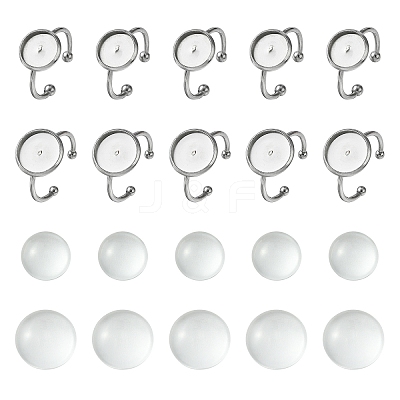 DIY Blank Dome 304 Stainless Steel Open Cuff Rings Making Kit DIY-YW0008-56-1