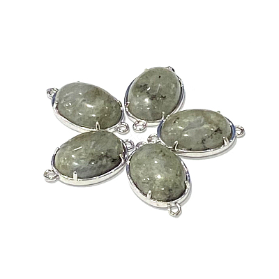 Brass Natural Labradorite Links connectors G-E398-04Q-1