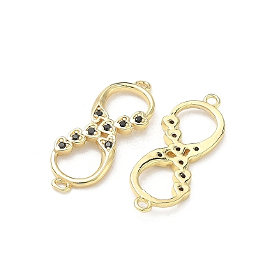 Brass Micro Pave Cubic Zirconia Heart Infinity Connector Charms KK-P350-12G-01-1