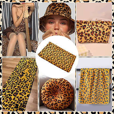 Polyester Leopard Print Pattern Fabric AJEW-WH0481-715A-1