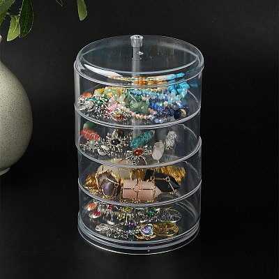 Rotatable 4-Layer Plastic Jewelry Storage Box AJEW-YW0001-14-1