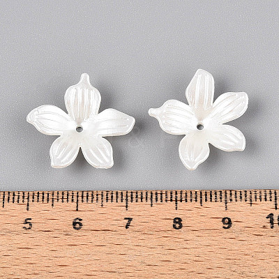 5-Petal ABS Plastic Imitation Pearl Acrylic Bead Caps OACR-ZX006-13-1