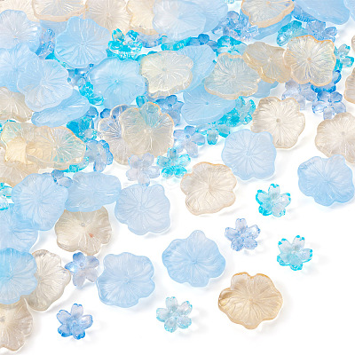100Pcs 4 Styles Baking Paint Transparent Glass Bead Caps DGLA-TA0001-51-1