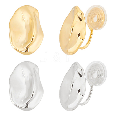 2 Pairs 2 Colors Brass Twist Oval Cuff Earrings EJEW-AN0004-92-1