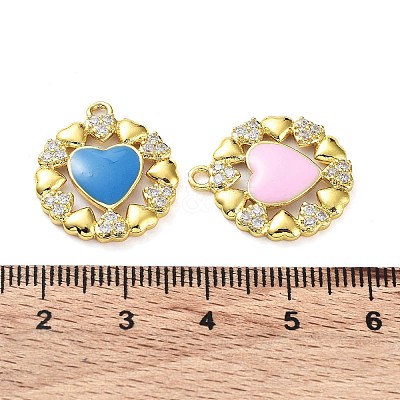 Brass Micro Pave Clear Cubic Zirconia Pendants KK-F871-02G-1