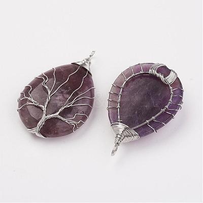 Natural Amethyst Big Pendants G-G956-A02-FF-1