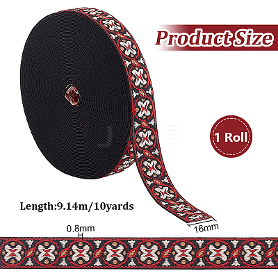 10 Yards Ethnic Style Flat Polyester Jacquard Cord/Band OCOR-BC0005-31-1