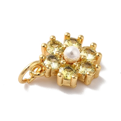 Rack Plating Brass Micro Pave Cubic Zirconia Charms KK-A160-22B-G-1