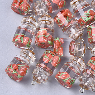 Glass Bottle Pendants X-GLAA-T001-04D-1