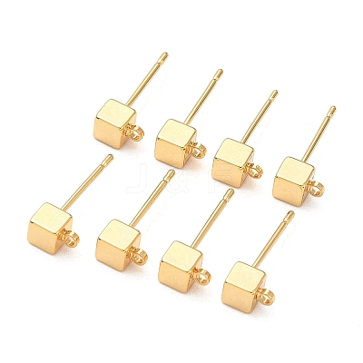 SHEGRACE Brass Cube Stud Earring Findings XGR0106G-121G-1