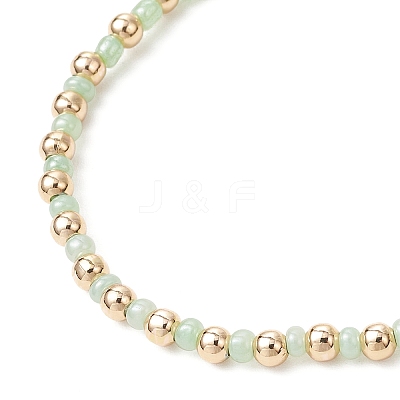 Bohemian Style Glass Seed Beaded and Brass Beaded Stretch Bracelets for Women BJEW-JB11801-1