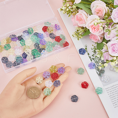 100Pcs Spray Painted Transparent Glass Beads GLAA-SC0002-40-1