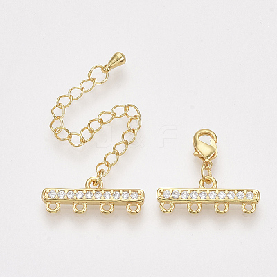Brass Micro Pave Cubic Zirconia Chain Extender X-ZIRC-Q022-031G-NR-1