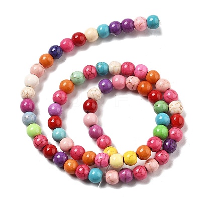 Synthetic Turquoise Beads Strands G-B140-A01-6mm-1