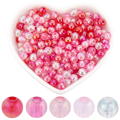 1000Pcs 5 Colors Valentine's Day Transparent Acrylic Beads MACR-SP0001-29A-1