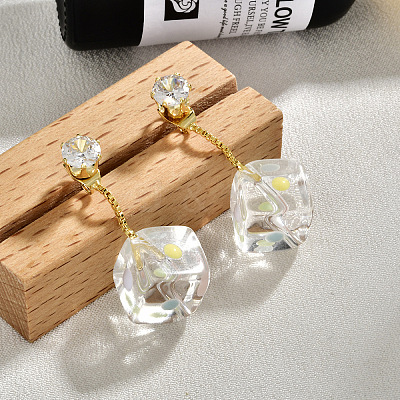 Brass Pave Cubic Zirconia Stud Earrings for Women FS-WG601E2-01-1