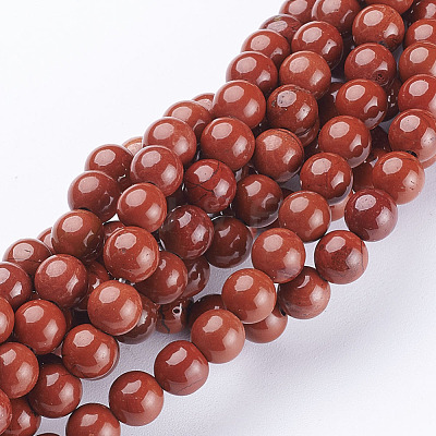 Natural Red Jasper Round Beads Strands X-GSR6mmC011-1