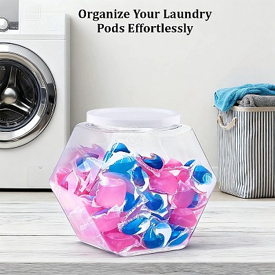 Hexagon Plastic Screw Top Bead Jars with White Lid CON-WH20029-001B-1