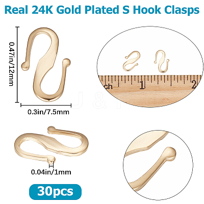 30Pcs Brass S Hook Clasps KK-BBC0008-69-1