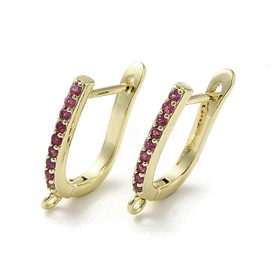 Brass Micro Pave Cubic Zirconia Hoop Earring Findings KK-C048-11G-1
