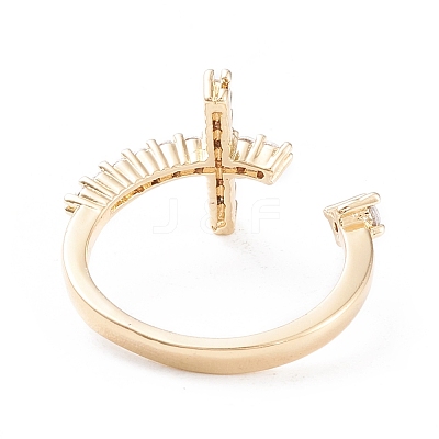 Brass Micro Pave Clear Cubic Zirconia Cuff Rings X-RJEW-F102-10G-1