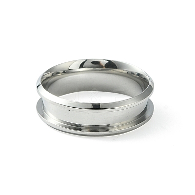 201 Stainless Steel Grooved Finger Ring Settings STAS-TAC0001-10E-P-1