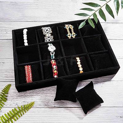 Velours Wooden Bracelet/Bangle/Watch Displays BDIS-WH0003-01-WH-1